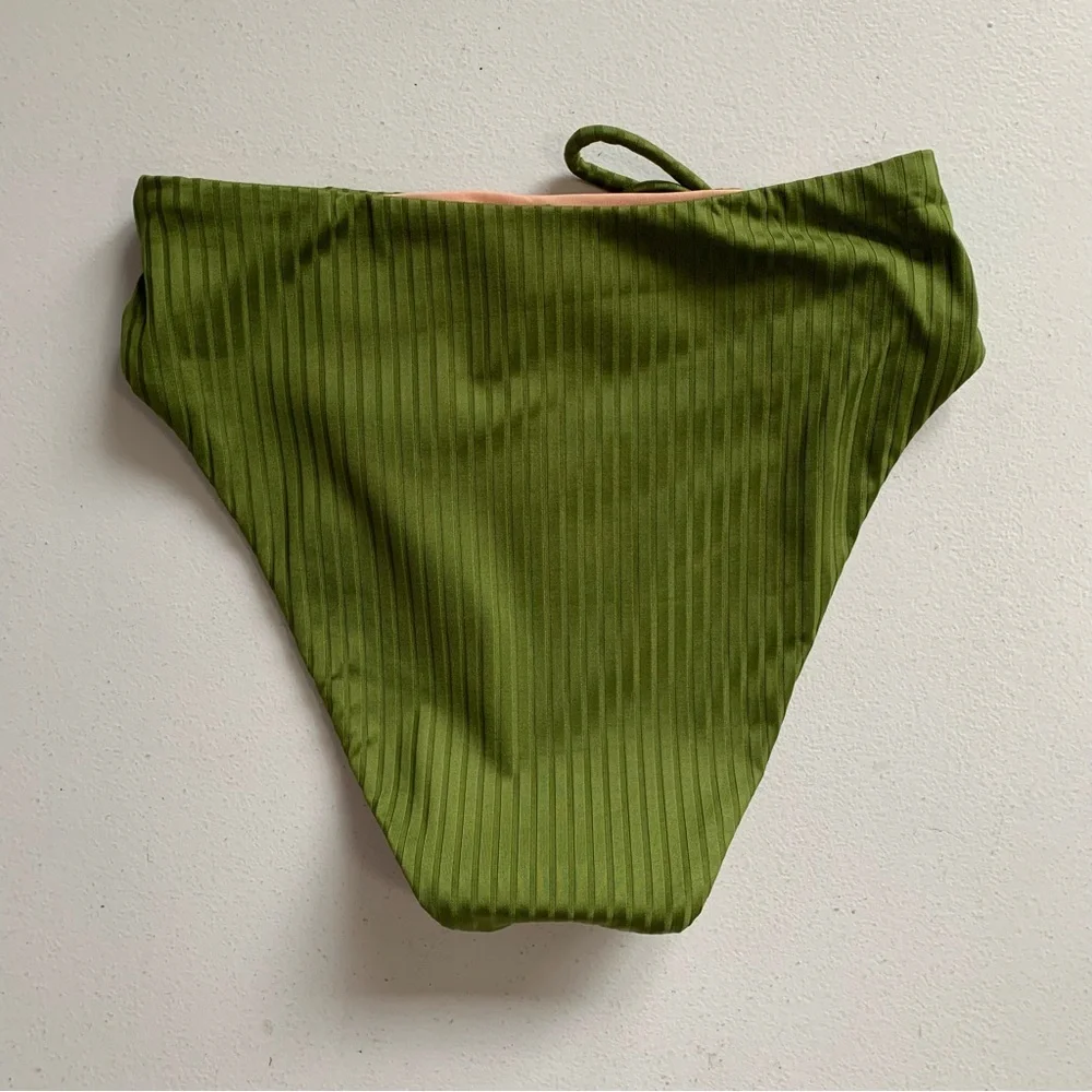 J Crew Size Small Wide-Rib High-Rise Bikini Bottom in Canteen Green NWT - Picture 4 of 12